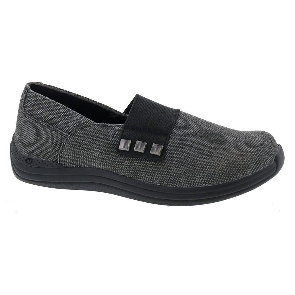 DREW Wide Gray Loafers with Black Accent